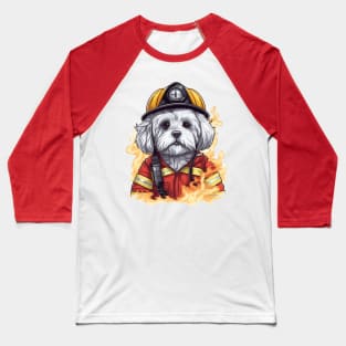 Firefighter Companion: Maltese on Duty Baseball T-Shirt